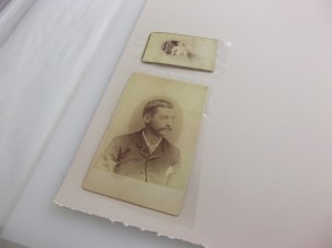 These photos have been attached to the BEVA film but the Mylar backing hasn't been removed yet.  