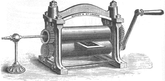 "Marion's Self-adjusting Rolling Press & Burnisher," 1884
