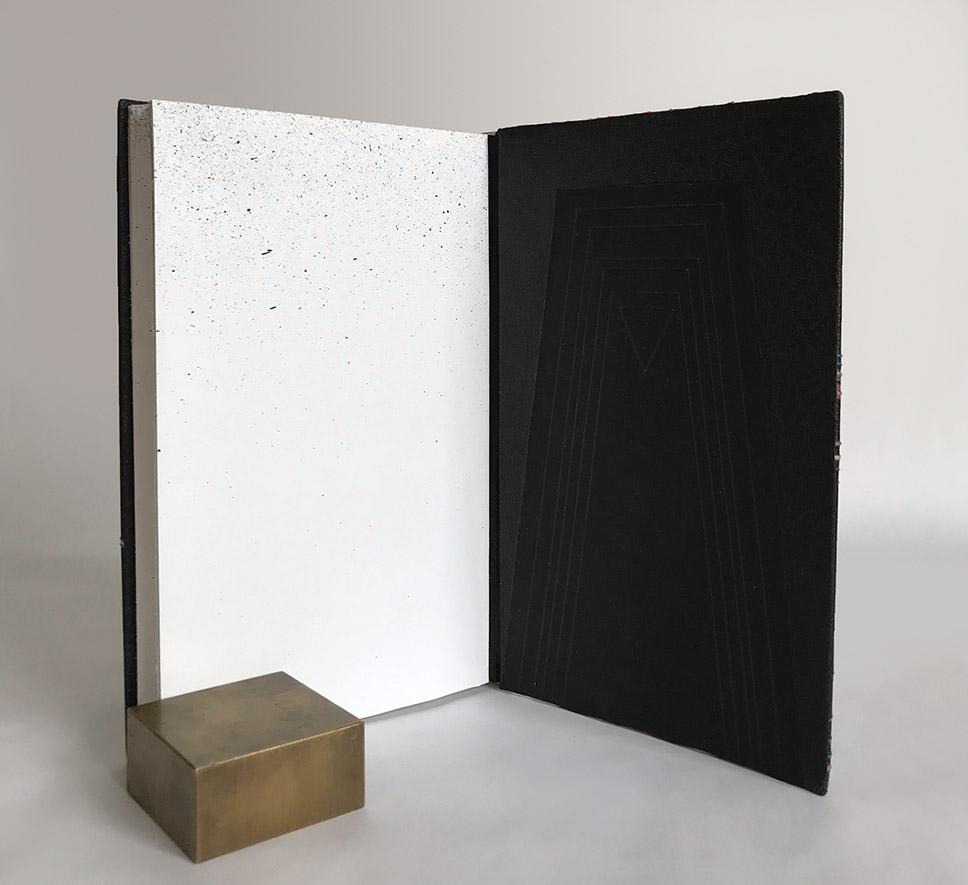 Interior of 2001: A Space Odyssey binding on a white table.