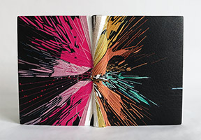 Front cover of 2001 A Space Odyssey binding on a white table.