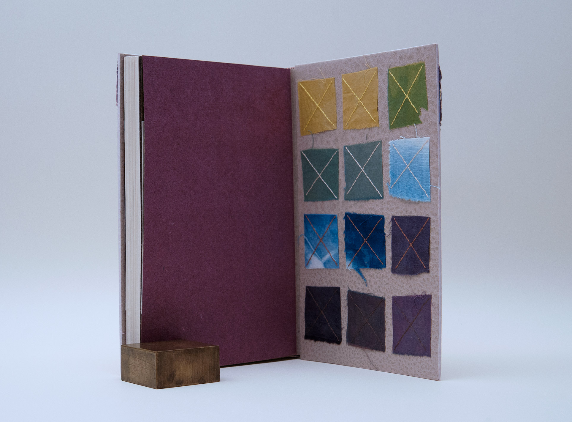 Interior of Craft of the Dyer binding on a white table.