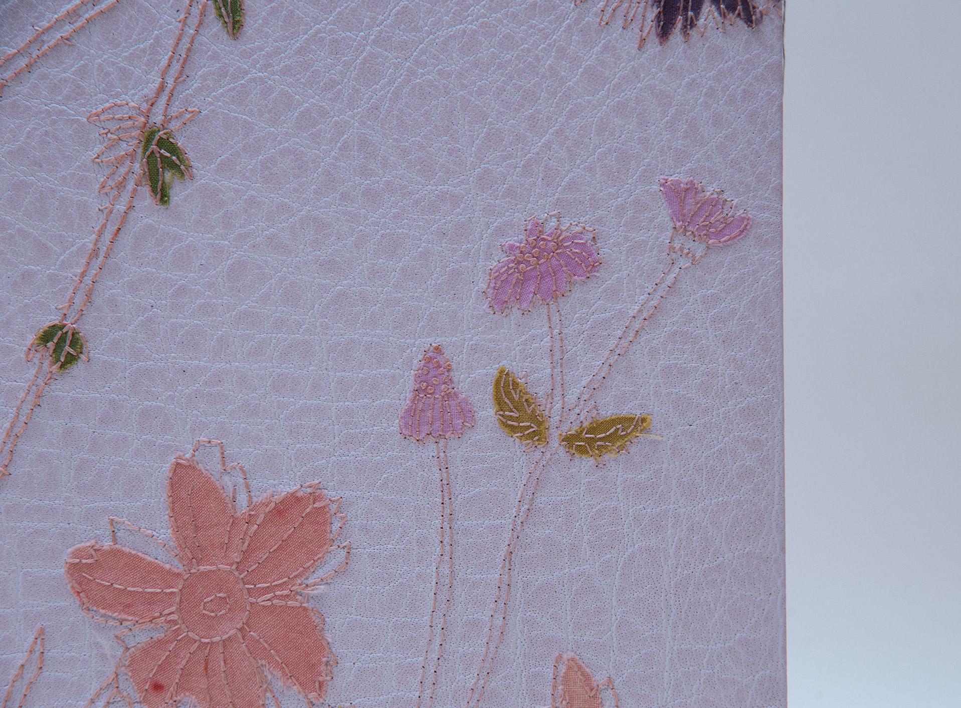 Close-up of front cover of Craft of the Dyer binding on a white table.