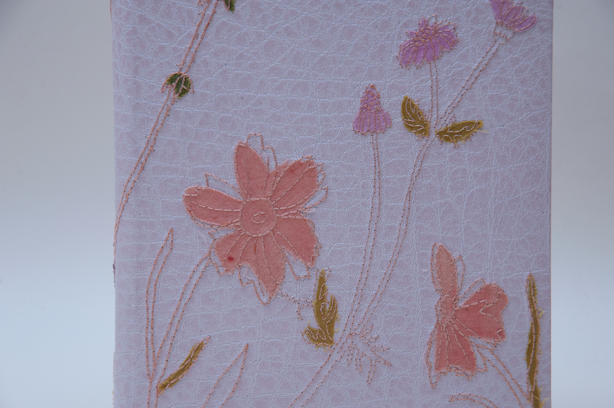 Close-up of front cover of Craft of the Dyer binding on a white table.