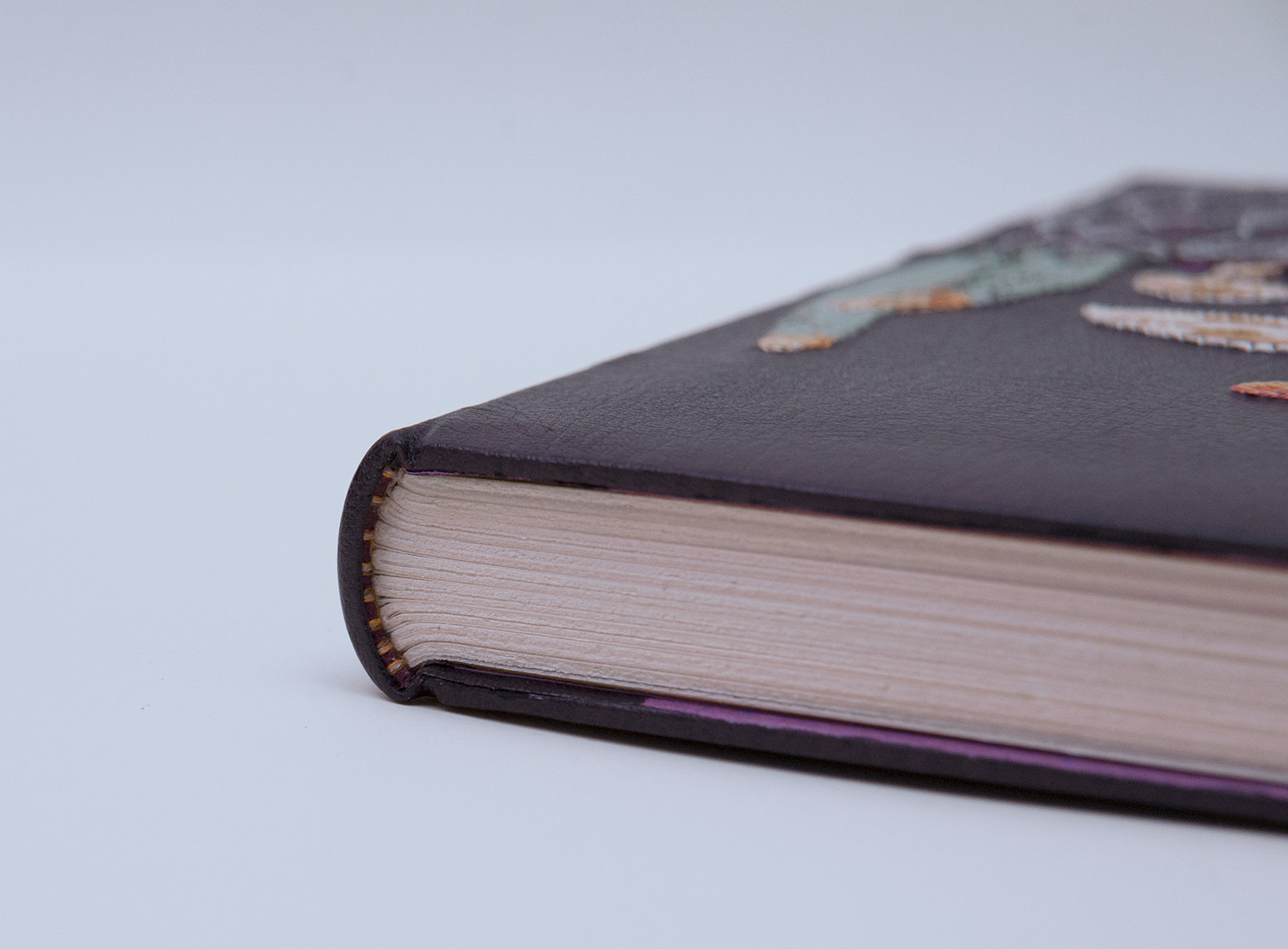 Edge of Dark Archives binding on a white table.