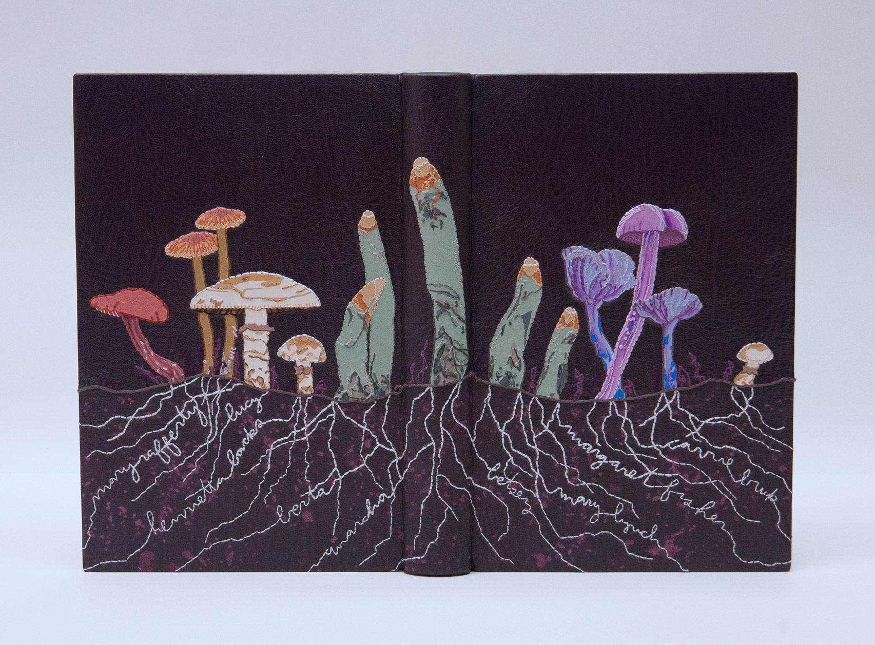 Front cover of Dark Archives: A Librarian’s Investigation into the Science and History of Books Bound in Human Skin binding on a white table.