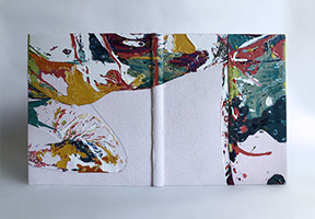 Front cover of Human Canvas binding on a white table.