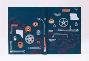 Front cover of Private Typecasters binding on a white table.