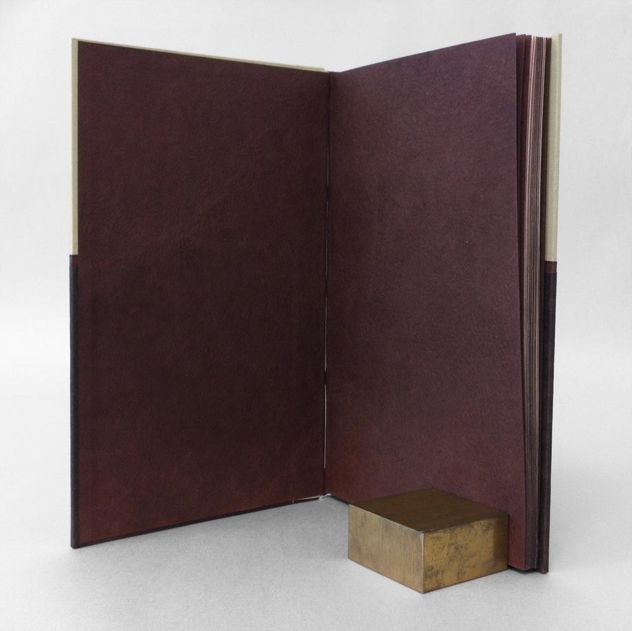 Interior of Fantastic Mr. Fox binding on a white table.