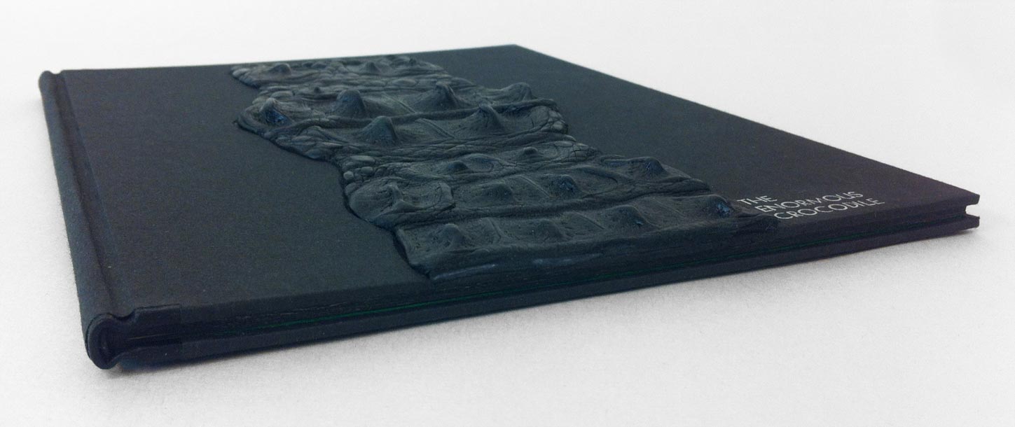 Edge of The Enormous Crocodile binding on a white table.