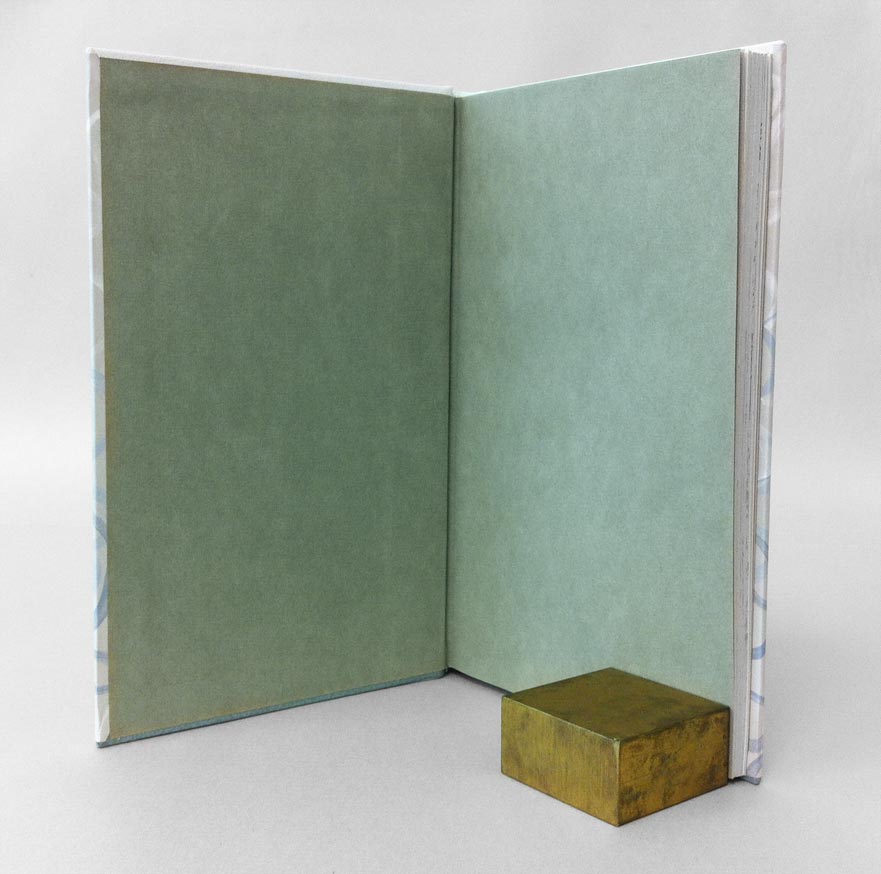 Interior of The Twits binding on a white table.