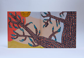 Front cover of Stuart Williams binding on a white table.