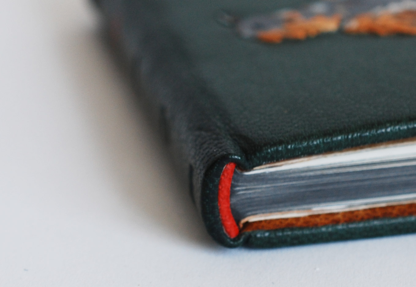 Edge of The Nightingale and the Rose binding on a white table.