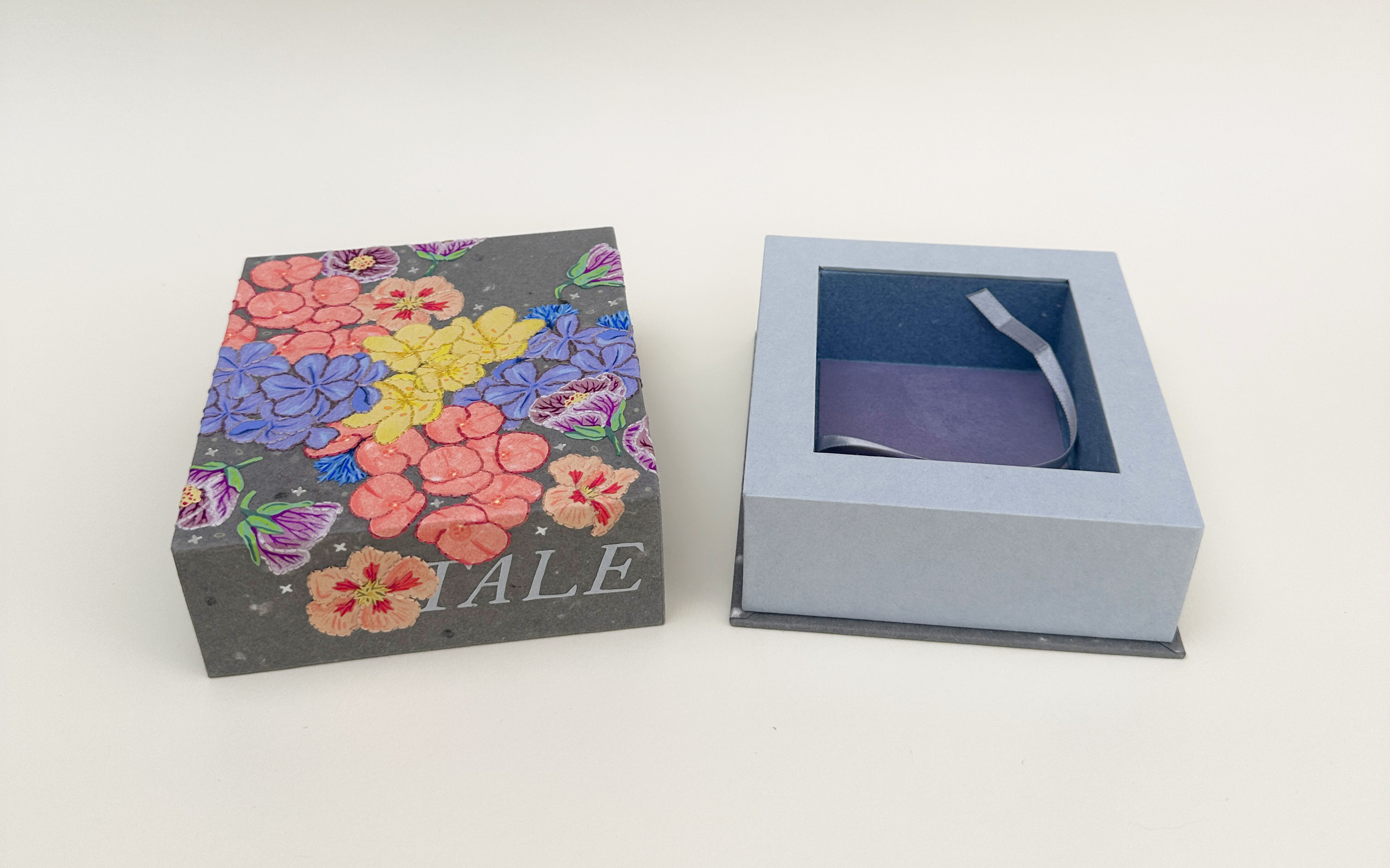 Box interior of Roadkills binding on a white table.