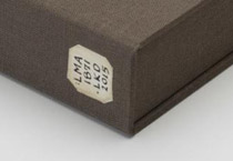 Front cover of box for Books checked out by Louisa May Alcott in 1871 binding.