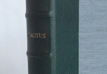 Front cover of box for Tacitus binding.